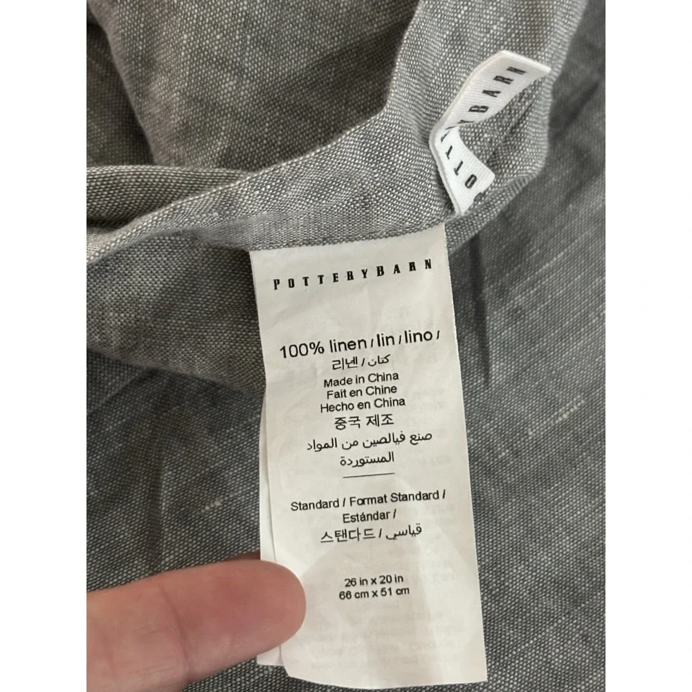 Pottery Barn ONE Grey Linen Pillow Case Sham Standard Luxury